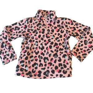 Children’s place size 7/8 pink leopard fleeece half zip sweatshirt